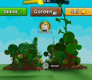 Grow A Garden 2 top UI with Sell button